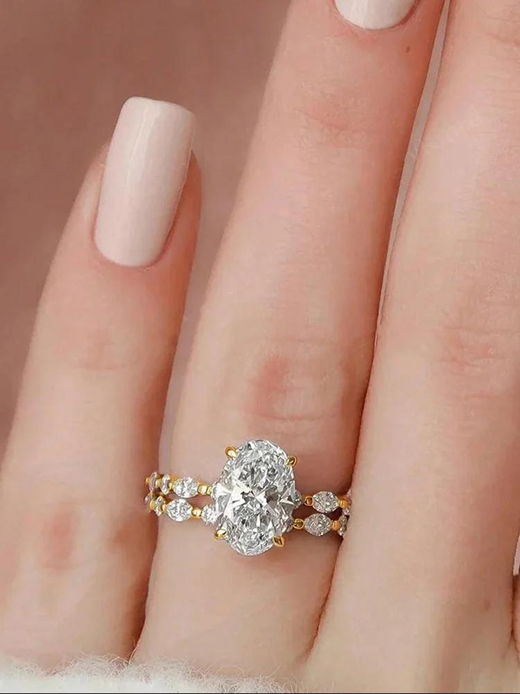 925 Sterling Silver Luxury Oval Round Marquise Zircon Stackable Set Ring For Women Anniversary Fashion High Quality Fine Jewelry