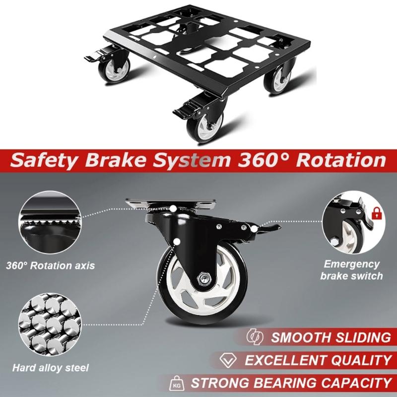 Промышленная роликовая база Прочная стальная тележка на колесах с большими колесами Мастерская Тележка для инструментов