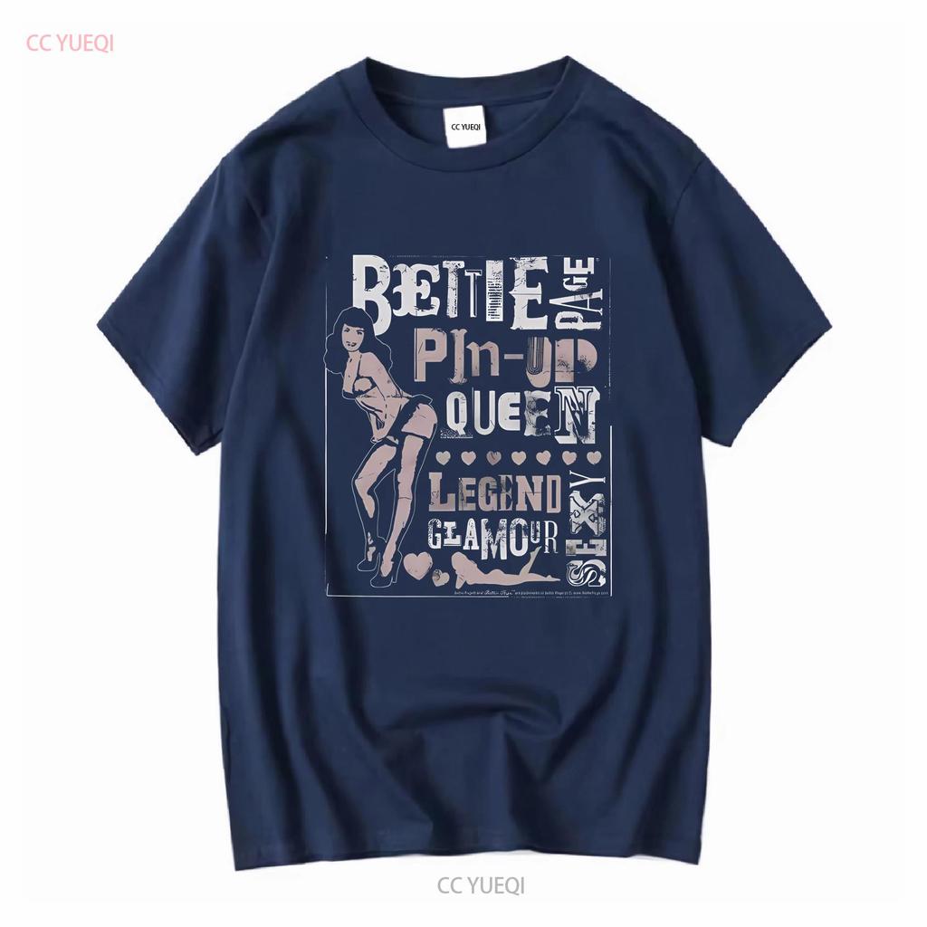 Bettie Page Punk Style T Shirt Licensed 1950s Queen Of Pinups Model Black vintage Washed Top For Everyday Wear Slightly Casual