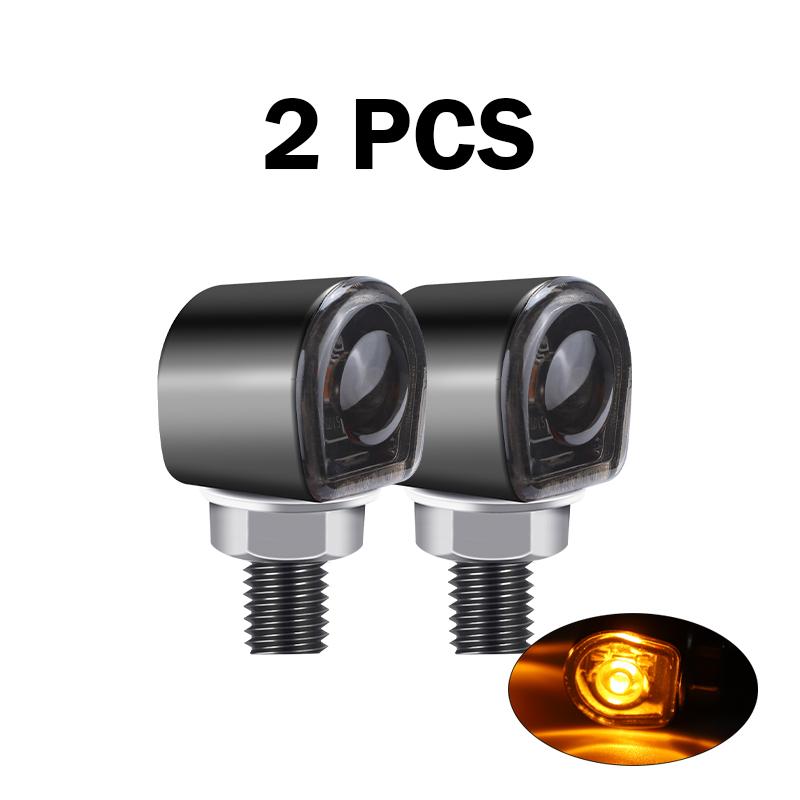 2/4pcs Aluminium Mini Led Motorcycle Turn Signal Light Black/Chrome Flashing Light Signal Lamp Clignotant Moto for Dirt Bike 12V