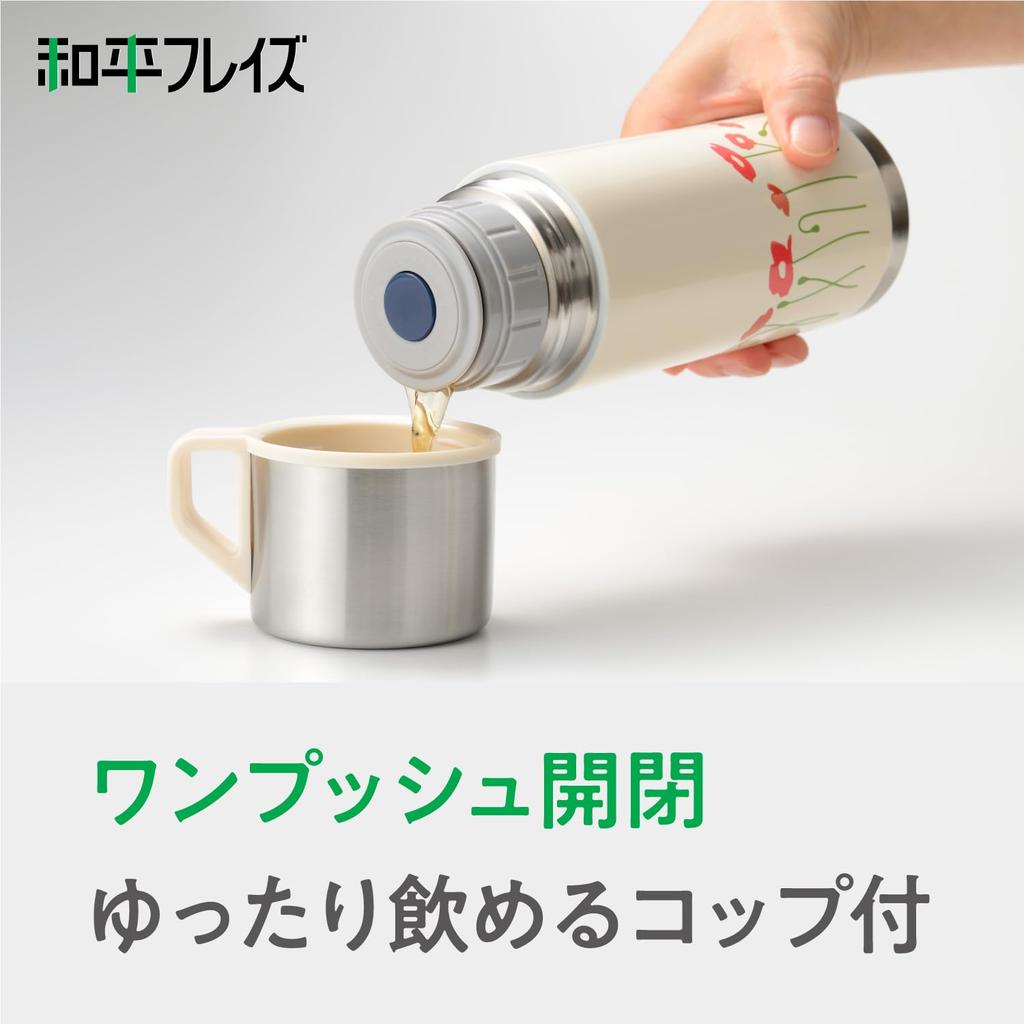 Бутылка для воды Wahei Phrases с чашкой 350 мл, бутылка-термос с вакуумной изоляцией Poppy, термос Retle Thermal/Cold RH-1712