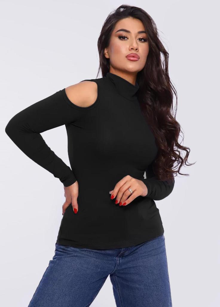 Лонгслив хлопковый с открытыми плечами