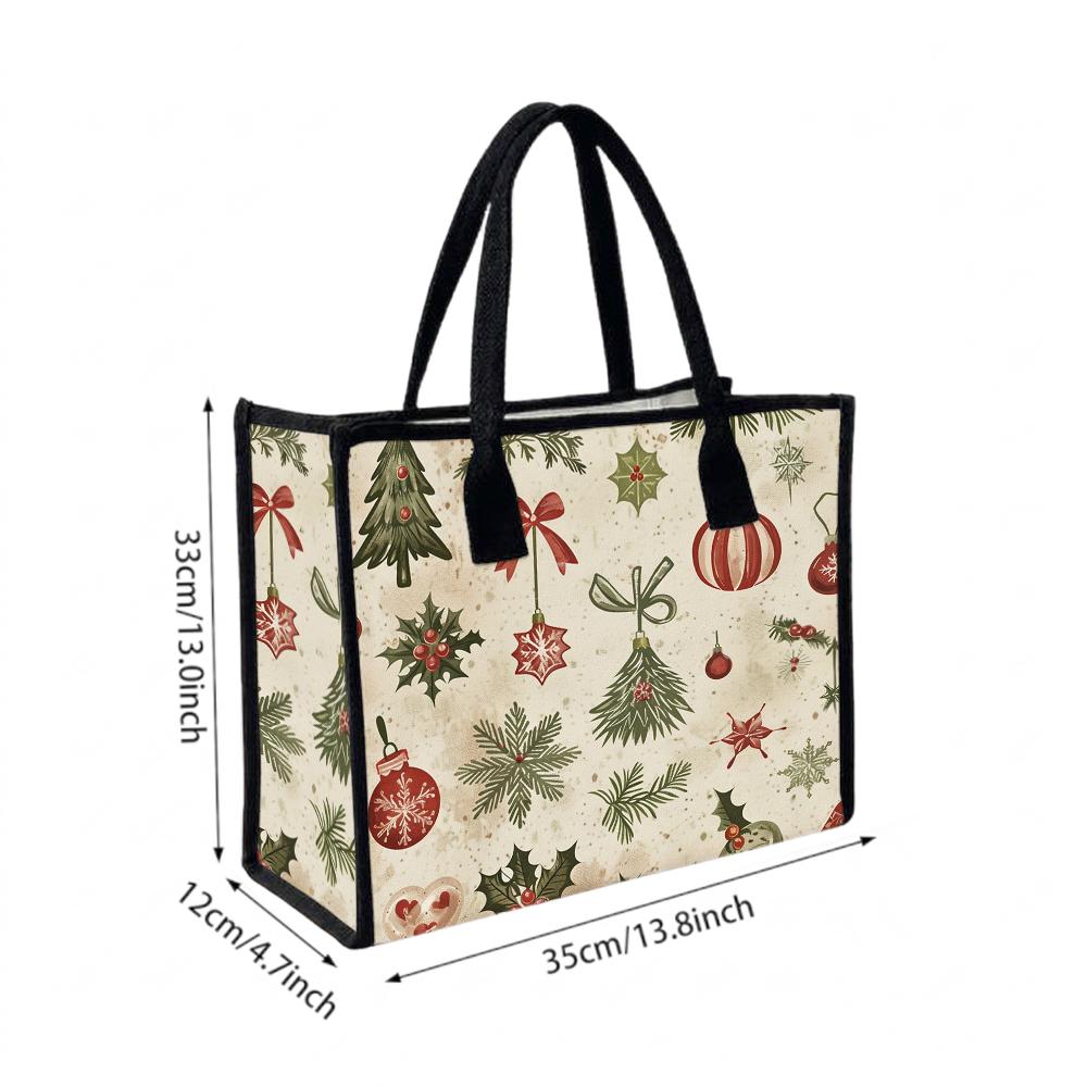 Christmas Pattern Tote Bag Fashion Daily Carry All Bag Versatile Shoulder Bag For Holiday Casual Use