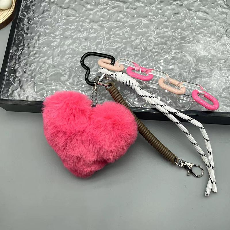 Пушистый леопардовый брелок в форме сердца, плетеная веревка, брелок для сумки, подвеска, простые универсальные аксессуары для украшения сумки