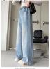Girls' pants for spring and autumn fashion, children's mid to large length straight leg wide leg pants, spring thin styles, girls' nail bead jeans