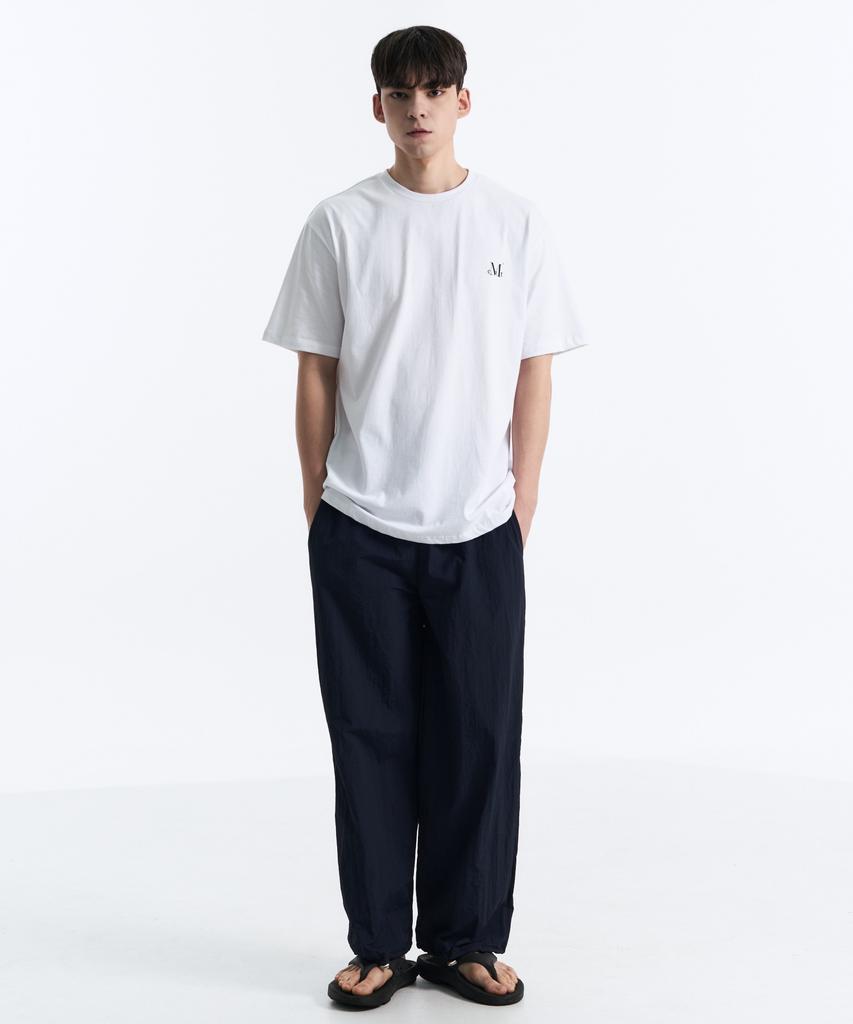 MUCENT Signature Back Round Logo Loose Fit Short Sleeve T-Shirt (White)