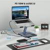 BENFEI 6-в-1 Складная подставка для ноутбука с док-станцией USB-C и магнитной беспроводной зарядкой (15W), Зарядка PD100W, HDMI 4K@60Hz, 4 x USB3.0, Функция переключения KVM