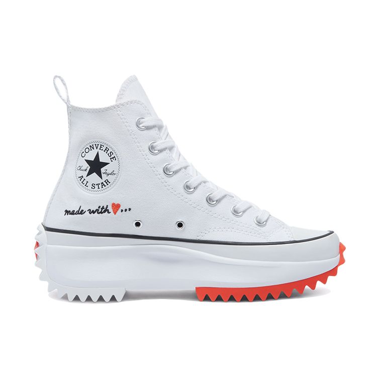 Converse Run Star Hike High Made With Love - Белые женские кроссовки Ярко-Маковый Черный 571874C