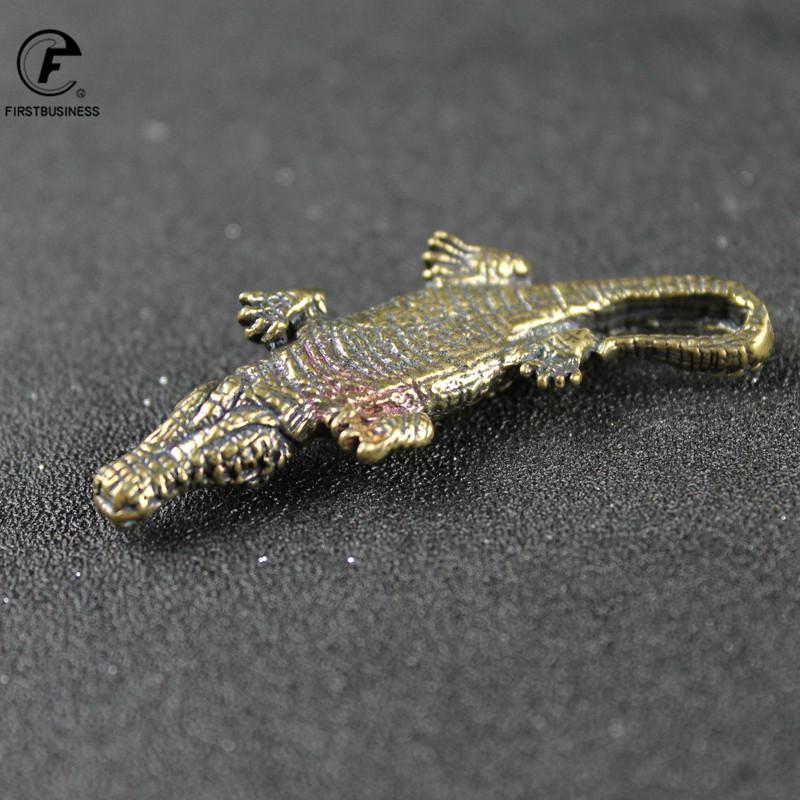 Creative Pure Brass Crocodile Scary Statue Animal Model Figurine Home Decor Decoration Accessories Halloween Decor Ornament
