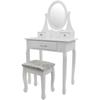 Coiffeuse En Bois Blanc - Avec Miroir Et Tabouret Assorti - 3 Tiroirs
