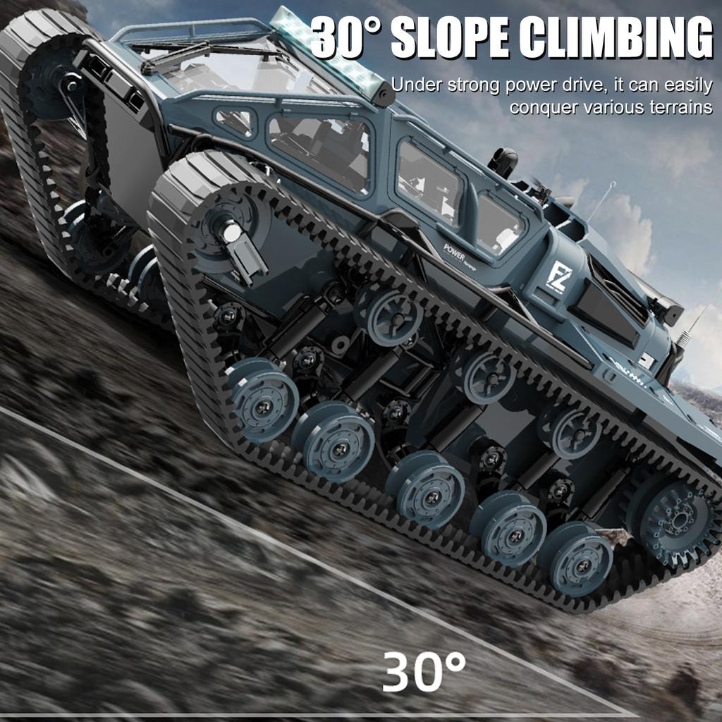 Remote Control Tank, 2.4GHz All Terrain 360 Degrees Rotating Stunt Toy Vehicle with LED Lights, Off Road Tracked Car