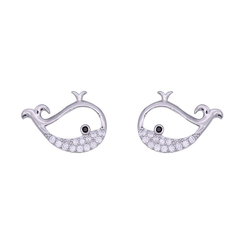 925 Sterling Silver Whale Earrings Women Simple Fashion Wedding Jewelry Accessories