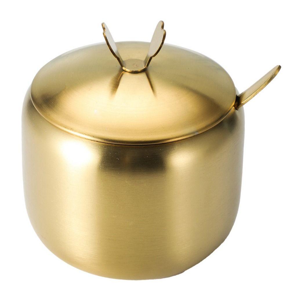 Stainless Steel Sugar Bowl Gold Silver Small Condiment Container Useful Storage Jar  Restaurant