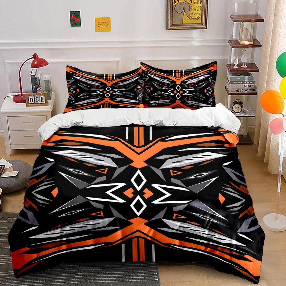 Geometric orange abstract shapes. Bedding sets Duvet cover sets Duvet covers Pillowcases(1*Duvet Cover 2*Pillowcases without duvet insert)