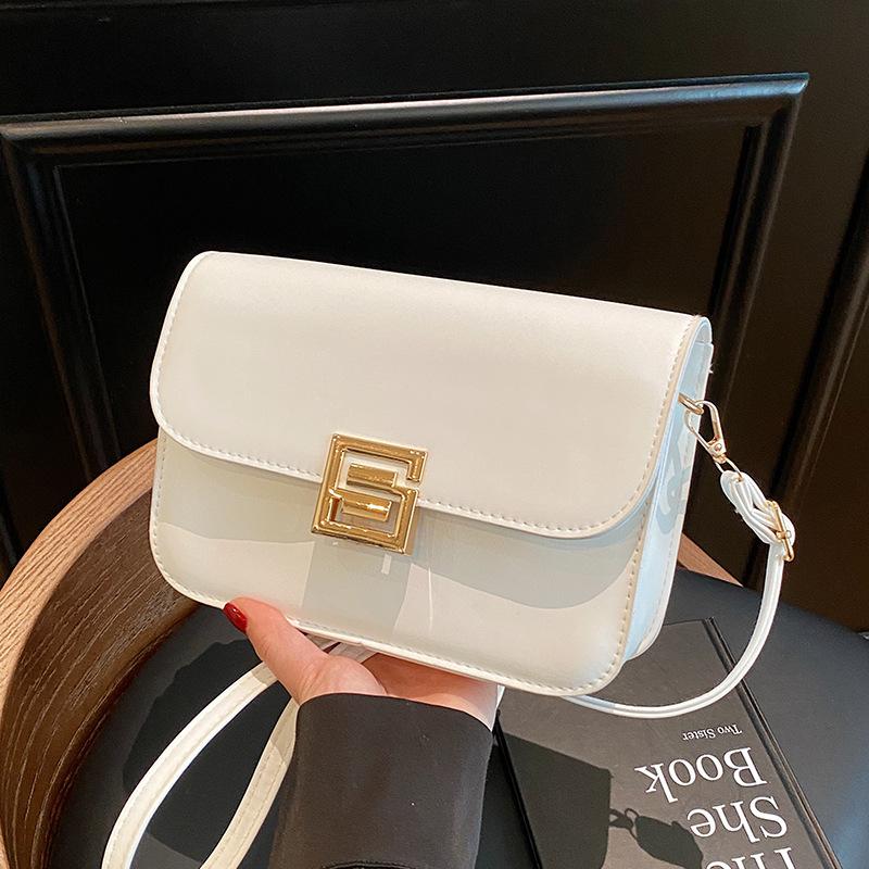 Retro Fashion Commuting All Match Lock Closure Small Bag Bag for Women's Summer New One Shoulder Crossbody Bag Textured Small Square Bag