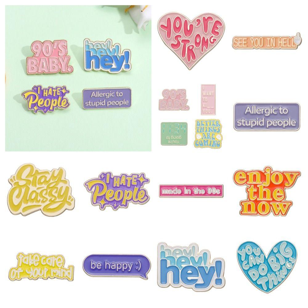 Мультяшная эмалевая брошь с английским алфавитом из сплава, животное, лакированные панк-булавки, текстовые буквы, металлическая значок, подарок для