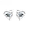 S92 Sterling Silver Korean Style Diamond Studded Hollow Love Heart Stud Earrings Fresh Sweet Earrings Earring Accessories