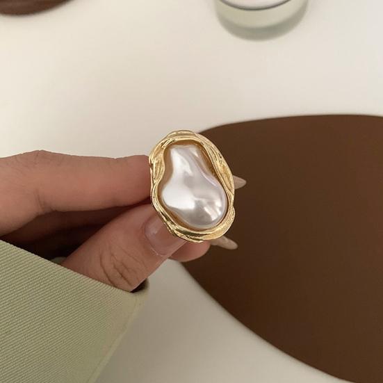 Элегантное женское открытое кольцо неправильной формы с искусственным жемчугом, изысканные ювелирные изделия из сплава, модное кольцо на палец, аксессуары для банкетной вечеринки, ювелирное изделие, подарок