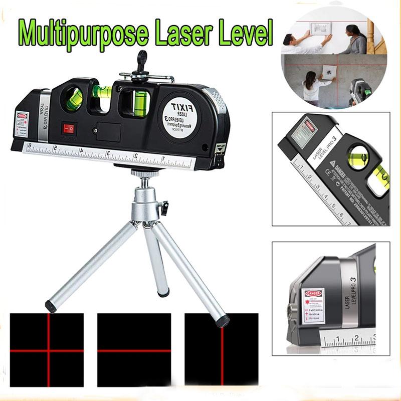 4 in 1 Infrared Laser Level Cross Line Laser Tape with 2.5m Measure Tape Multifunction Laser Level Tools
