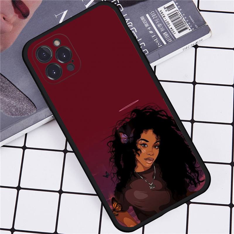 Afro Girls Art Phone Case For iPhone 14 11 12 13 Mini Pro Max 8 7 6 6S Plus X SE 2020 XR XS Funda Case