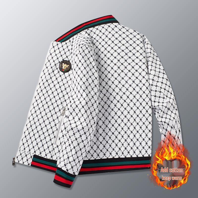 Европейская роскошная мужская куртка с принтом букв и бейсбольным воротником, бестселлер 2025