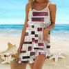 Beach Wear Mini Dress Print Premium Graffiti Printed Strap Skirt Casual Modern Dress Sleeveless Loose Fit Outdoor Daily Summer
