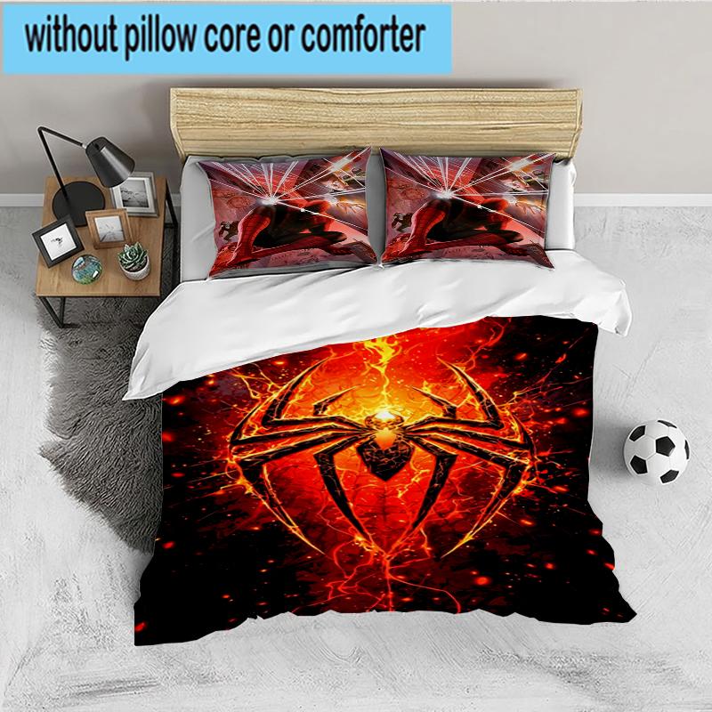 3PCS Red Spider Art Bedding set,Ideal for1pc Duvet Cover And 2pcs Pillowcases Perfect for Christmas gift,Ideal for Bedroom, Dormitory