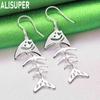 925 Sterling Silver Fishbone Earrings with Piercing Ears Fashion Charm Wedding Jewelry