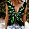 Women Tanks Sexy V Neck Sleeveless Summer Tops Vest 3D Multicolored Glare Print Cool Lightweight Tops