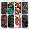 Case For Apple iPhone 14 11 13 7 12 Pro 7 XR XS Max 8 Plus 6 14Pro Black Soft Phone Coque Funda Fashion Chinese Vintage Dragon