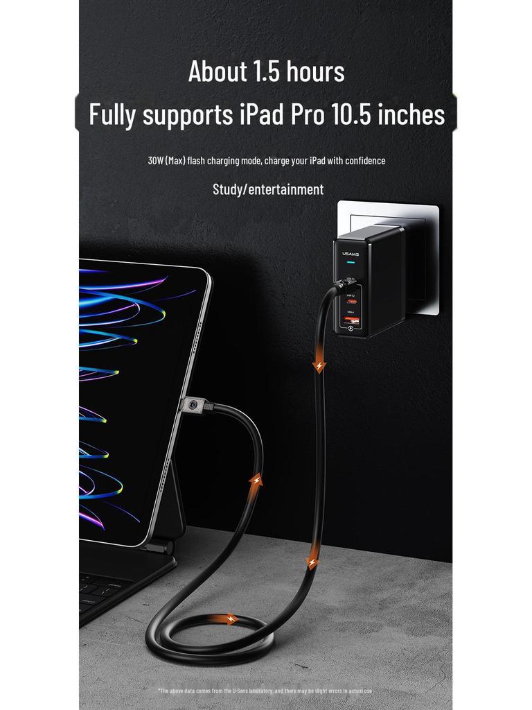 Кабель USAMS с двумя разъемами Type-C для быстрой зарядки Apple 15, совместимость с PD30W