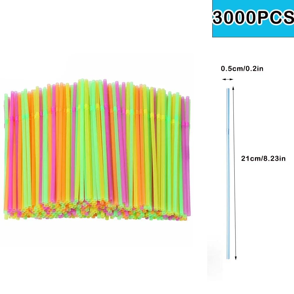 100-10000PC Disposable Colored Plastic Flexible Straws,Hawaiian Straw For Drinking Cocktail wedding,birthday Party,beach,supplie