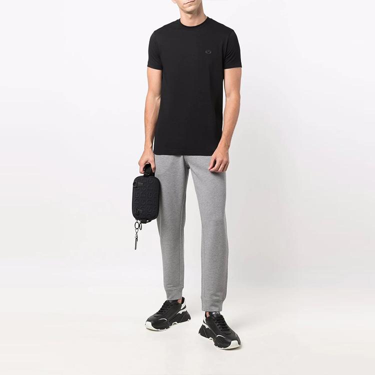 Emporio Armani FW21 Повседневная футболка с коротким рукавом и аппликацией с логотипом Мужские топы Черный 8N1TQ61JRGZ0999