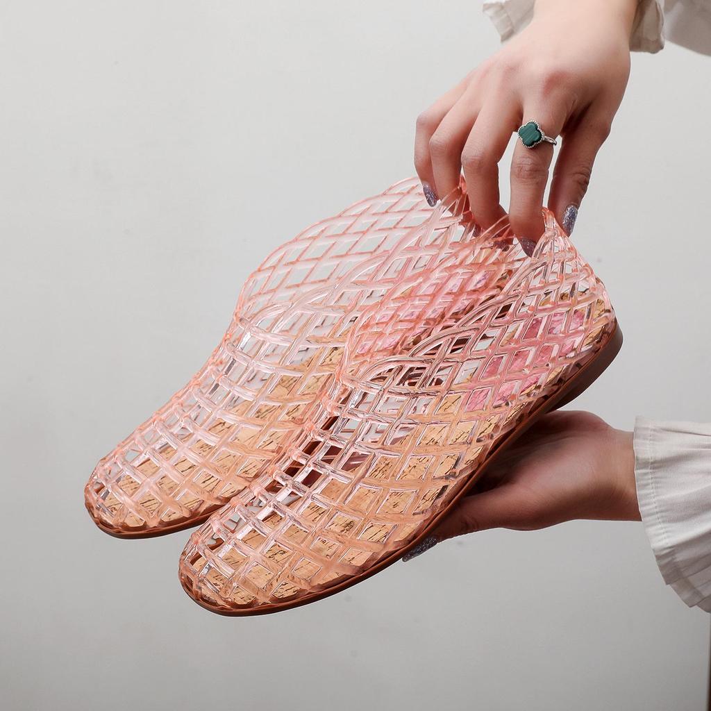 Женские дышащие сандалии-желе с закрытым носком - Повседневные летние уличные балетки