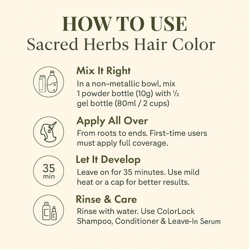 SACRED HERBS Natural Organic Gel Hair Color Long Lasting Light Brown 180ml