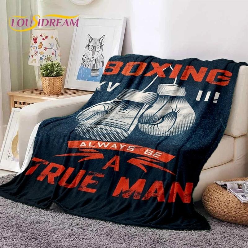 Cartoon Boxing Gloves Soft Flannel Throw Blanket for Picnic Bed Sofa Home Bedroom Gift Comfortable Cozy