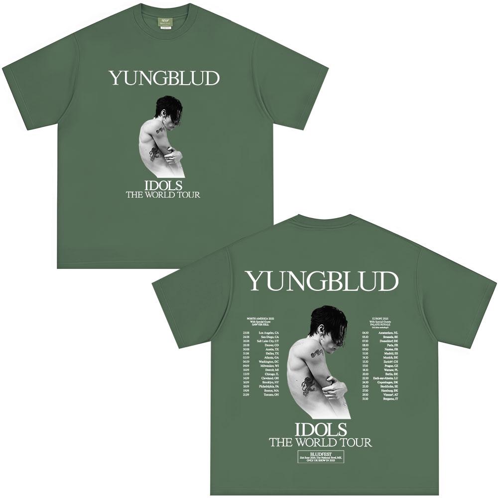Yungblud IDOLS Мировой Тур 2025 Футболки Подарок для Фанатов Унисекс Женские Хип-Хоп Футболки с Коротким Рукавом Оверсайз Повседневные Хлопковые Футболки