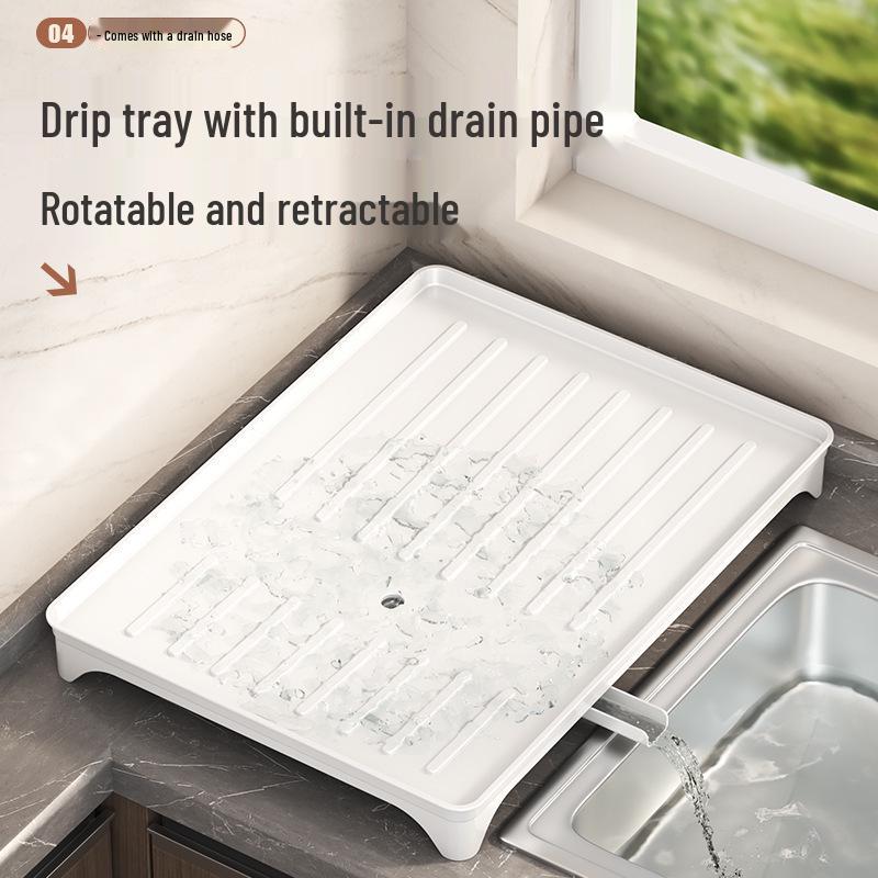 Многофункциональная кухонная сушилка для посуды с многоярусным хранением и поддоном для воды