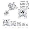 Huitan High Quality Stud Earrings Square Brilliant Cubic Zircon 5 Different Size Available Trendy Romantic Earring For Girl
