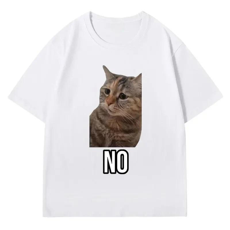 2026 Summer Talking Cat Meme Pattern Print Cotton Tshirt for Unisex Women Fashion Tshirt Casual Short Sleeve Tshirt StreetWear