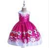 Girls Christmas Costume Santa Claus Snowflake Lace Patchwork Princess Dress Cartoon Print Dresses