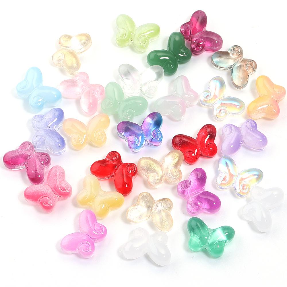 50pcs 10x15mm Glazed Lampwork Beads Colored Butterfly Shape Loose Glass Bead For Jewelry Making DIY Earring Necklace Accessories