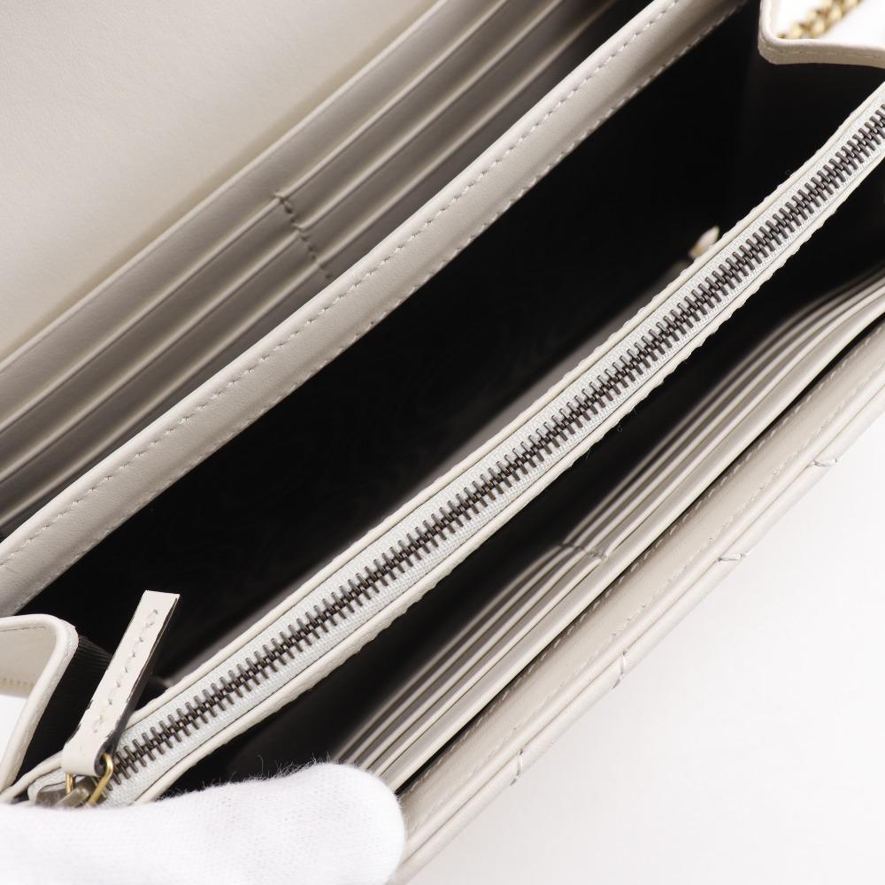Gucci Кошелек на цепочке GG Marmont 474575 Цепочка на плечо 2-сторонний клатч Белая телячья кожа Женский Б/У