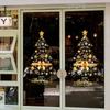 1PC Large Golden Christmas Tree Window Clings Stickers for Glass, Xmas Decals Home Decorations Holiday Christmas Decoration