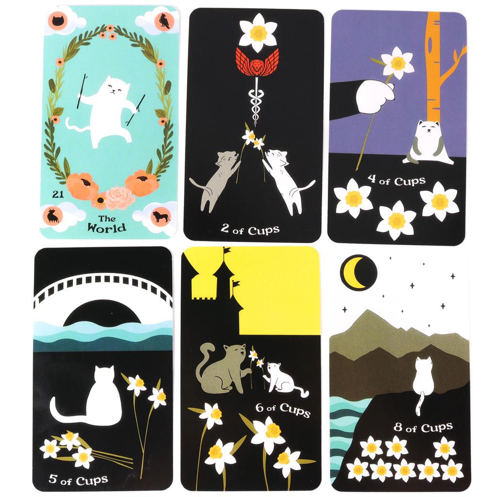Колода Таро «Цветущий кот» 90 карт Настольная игра для отдыха и вечеринок Высококачественные карты-оракулы с предсказаниями и предсказаниями в формате PDF-путеводитель