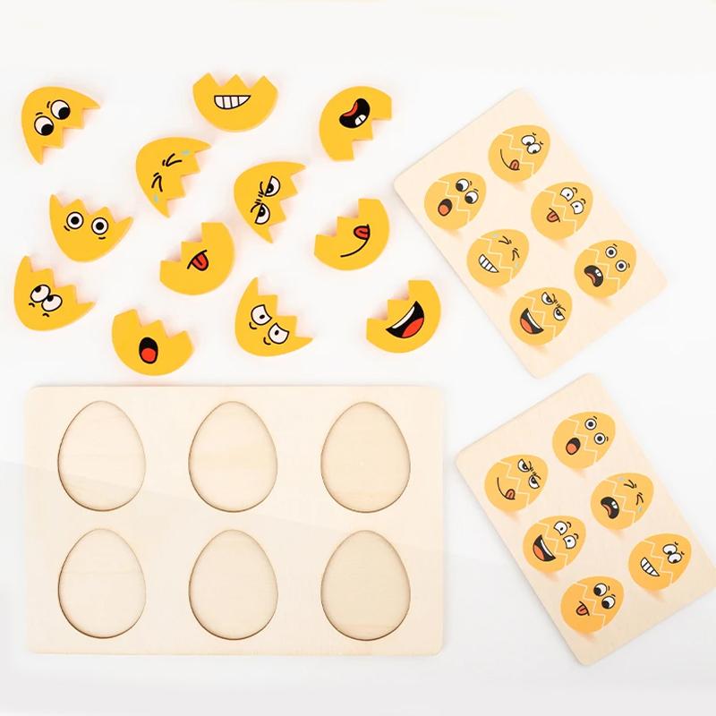 Facial Expressions Eggs Children Wooden Toys Easter Eggs Montessori Toy Emotion Puzzles Early Education for Montessori Game
