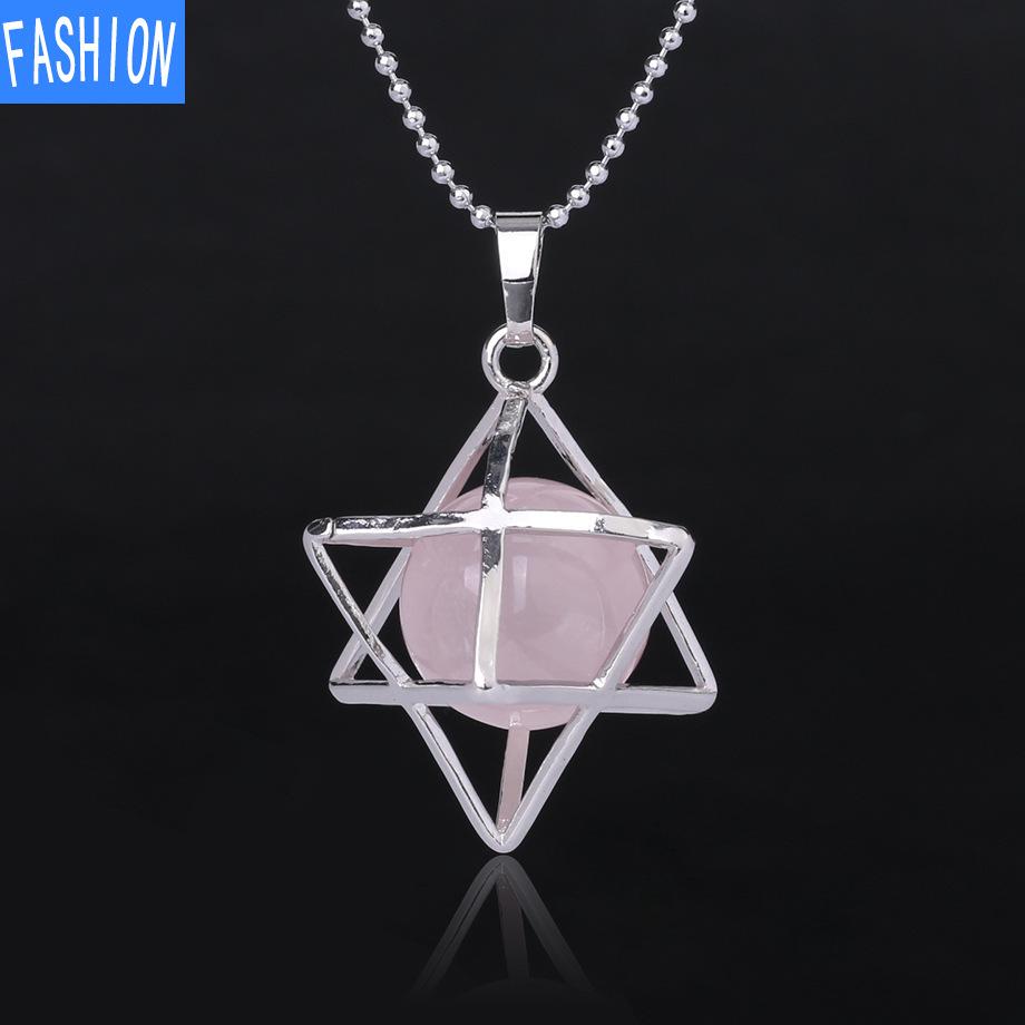 Металлическая клетка, выдолбленное ожерелье из натурального хрусталя Мелкаба с подвеской из флюорита и агата