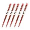 Wooden Carved Set of Current Model J-kitchens Chopsticks, Red, 5, 23cm,