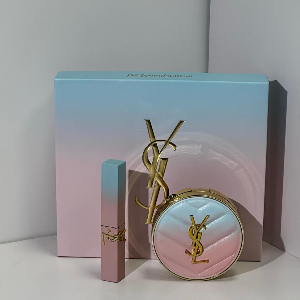YSL 1966 Помада B10 Кушон Постепенный Набор из Двух Предметов Матовая Помада Тональная Основа Высококачественный Набор Макияжа
