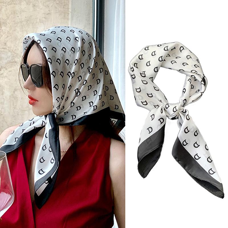 Luxury 70Cm Satin Square Silk Scarf For Women Hair Hand Neckerchief Wrist Hijab Wraps Lady Shawl Ribbon Bandana
